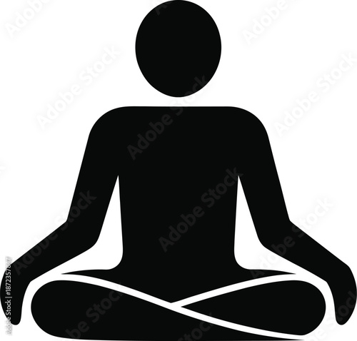 Silhouette of Person Sitting Cross Legged Meditation Yoga Pose Icon Vector