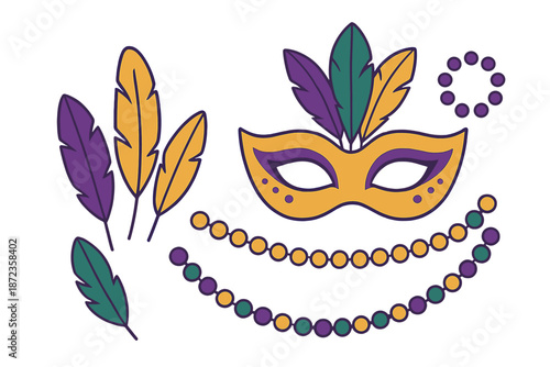 Colorful mask and feathers with beads for a festive celebration in a vibrant setting during a local event