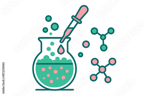 Mixing liquids in a laboratory with a dropper during a science experiment in a lab setting