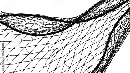 Fishing net abstract texture close up, tangled mesh pattern illustration, marine industry background, nautical design concept