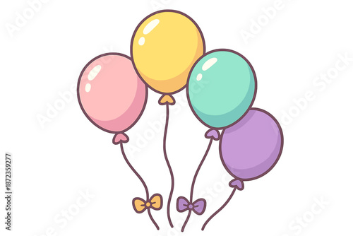 Colorful balloons float in the air at a birthday celebration in a cheerful atmosphere