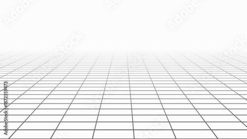 Abstract perspective background. 3D wireframe vector mesh on white background.