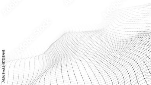 Abstract perspective background. 3D wireframe vector mesh on white background.