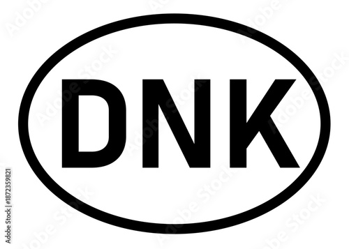 Denmark country code DNK icon vector on a white background
Country code abbreviation oval sticker icon on a white background