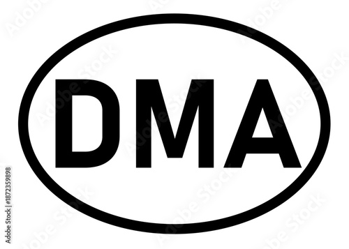 Dominica country code DMA icon vector on a white background
Country code abbreviation oval sticker icon on a white background