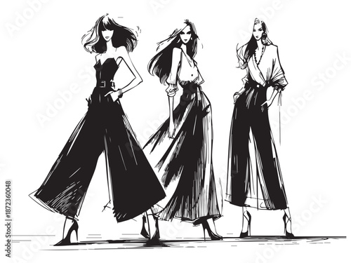 Fashion models. Sketch. Abstract