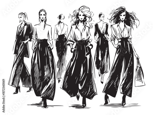 Fashion models. Sketch. Abstract