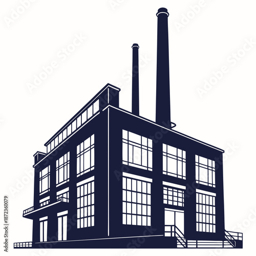 Industrial factory with tall chimneys