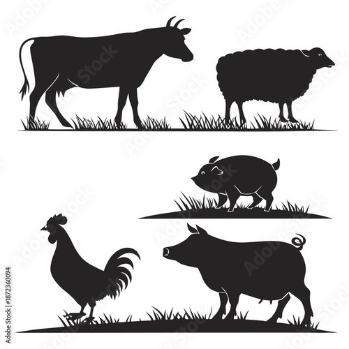 Farm animals silhouette