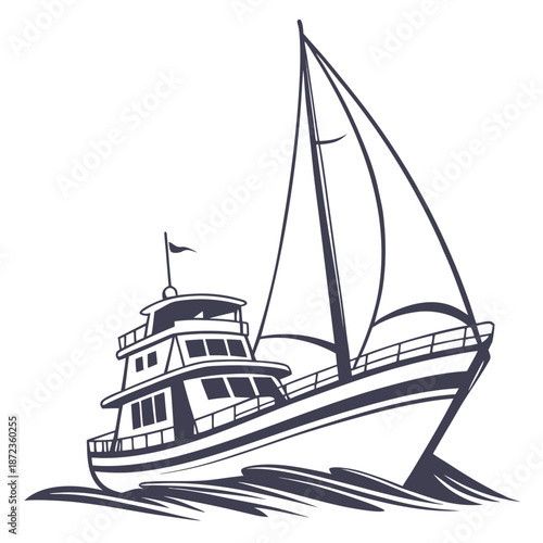 Sailboat navigating waves