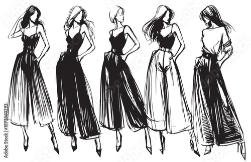 Fashion models. Sketch. Abstract