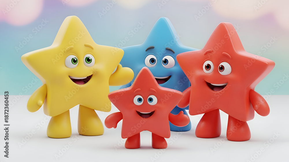 Obraz premium Cartoon star characters isolated on transparent background