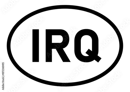 Iraq country code IRQ icon vector on a white background
Country code abbreviation oval sticker icon on a white background