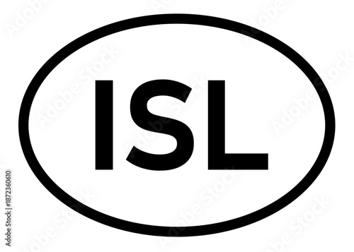 Iceland country code ISL icon vector on a white background
Country code abbreviation oval sticker icon on a white background