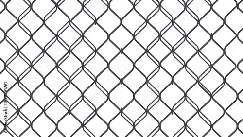 Simple grey chain link fence pattern forming a grid of diamond shapes against a plain white background for construction or security use.