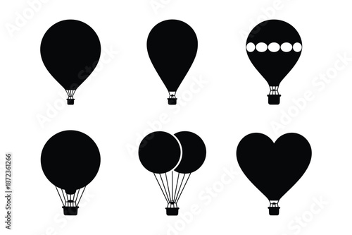 Silhouettes of hot air balloons for travel and leisure concepts