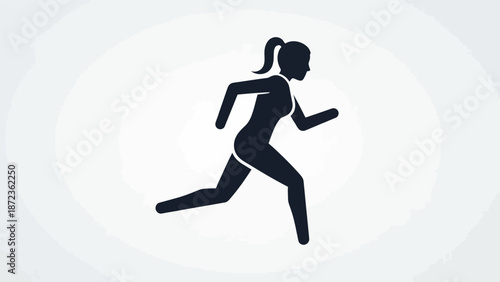 Silhouette of Running Female Athlete in Motion.