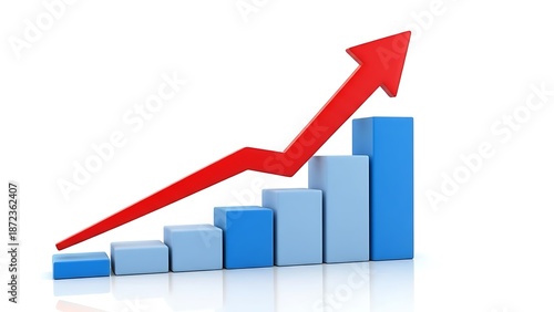 Free Download Business Growth Chart with Rising Red Arrow and Blue Bar Graph Isolated on White Background - GFXLoad