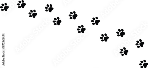 Animal paw print trail silhouette pattern showing pet footprints path movement concept isolated on white background simple vector illustration design