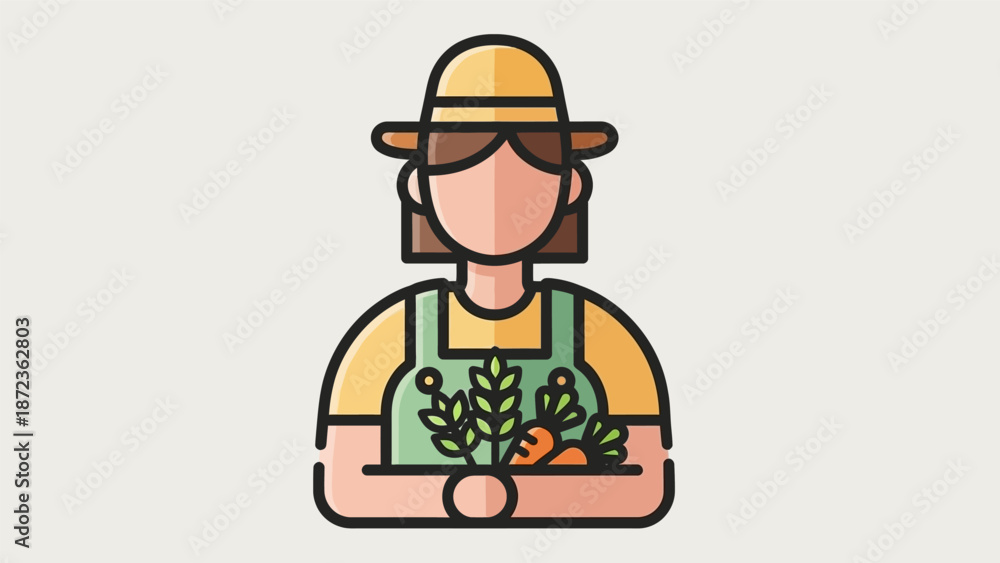 Fototapeta premium Woman Farmer Holding Fresh Vegetables Carrot.