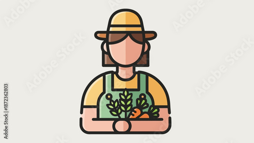 Woman Farmer Holding Fresh Vegetables Carrot.