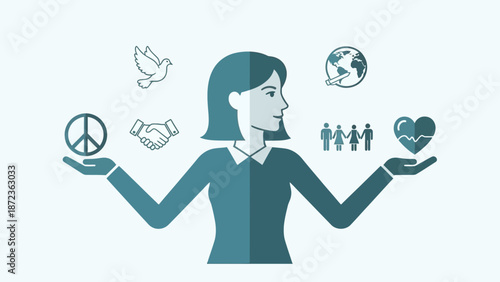 Woman Representing Peace and Harmony Concepts.