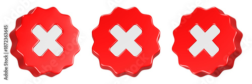 cross mark icon 3d render red circle button 