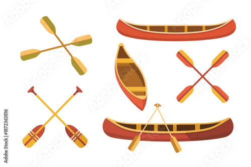 Canoe and paddle set for water activities
