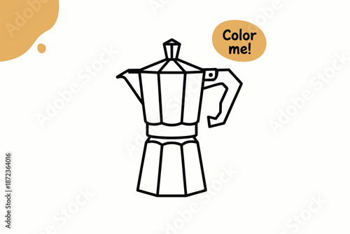 Coloring page featuring a stovetop espresso maker