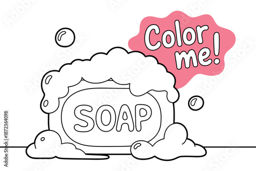 Colorful soap illustration with color me text