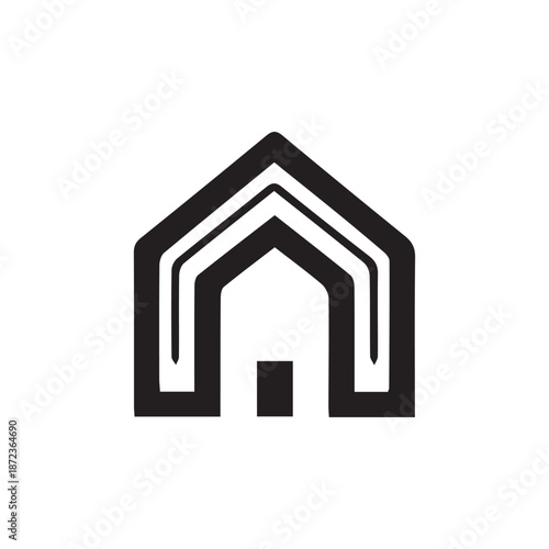Minimalist black house vector logo isolated on white background