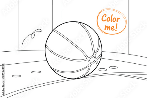  Basketball on the court waiting to be colored