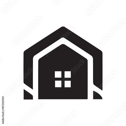 Minimalist black house vector logo isolated on white background