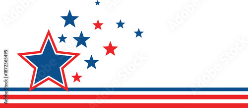 Patriotic American Flag Border Background with Blue and Red Stars and Stripes White Space for Custom Text Presidents Day Marketing