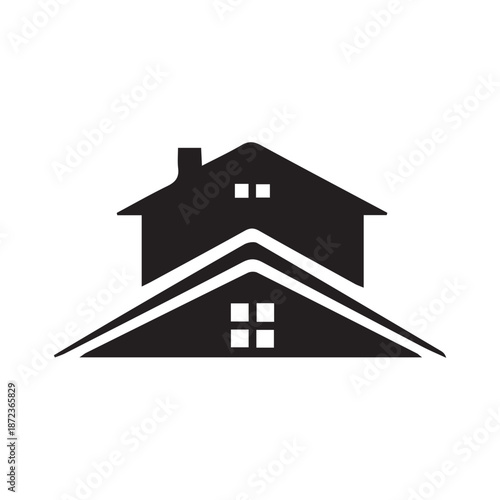 Minimalist black house vector logo isolated on white background