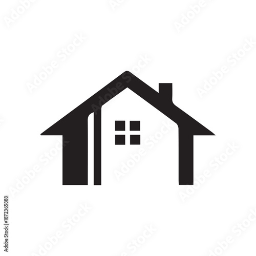 Minimalist black house vector logo isolated on white background