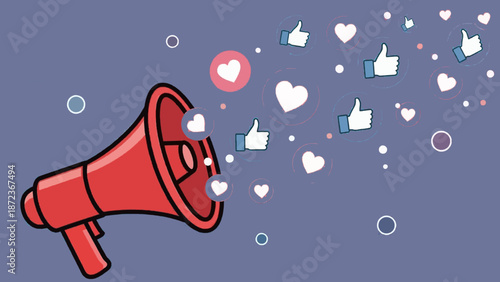 Social Media Engagement Megaphone Concept
