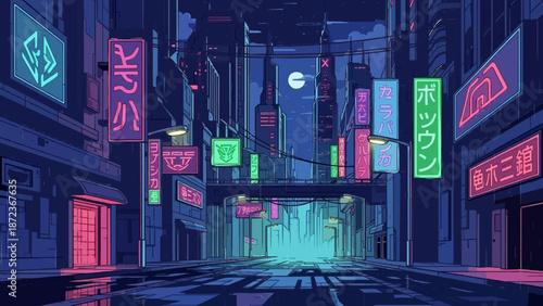 Futuristic Cyberpunk Cityscape at Night