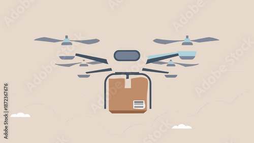 Drone Carrying Package Through Sky