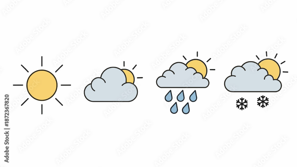 Obraz premium Weather s Showing Sun Clouds Rain Snow