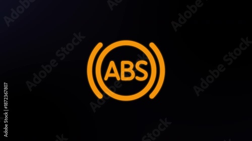 Anti-Lock Braking system abs warnig light icon sign car dashboard indicator animation video footage
