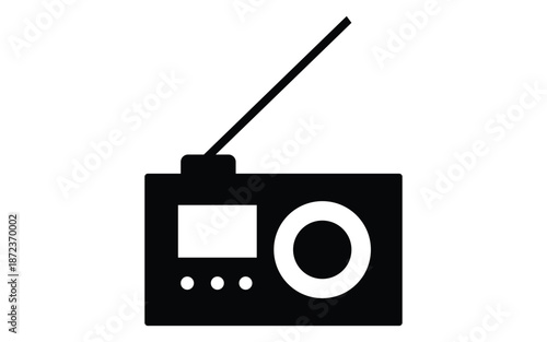 Portable radio icon with antenna representing broadcast and audio technology
