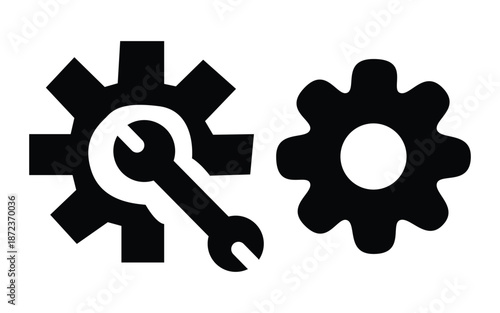 Settings and maintenance gear icons with wrench symbol for system configuration
