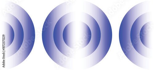 Three blue oval shapes with concentric circles representing sound waves