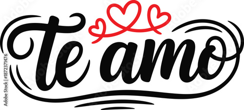 Te amo Feliz dia de San Valentin typography lettering vector design. romantico Te amo calligraphy con corazones para diseno de amor romance arte. Happy valentine’s day love illustration for tshirt tee