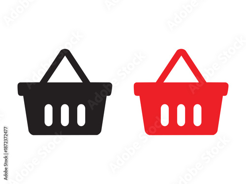 Two baskets one black and one red a simple design silhouette