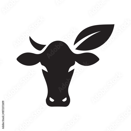 minimalist cow logo with white background