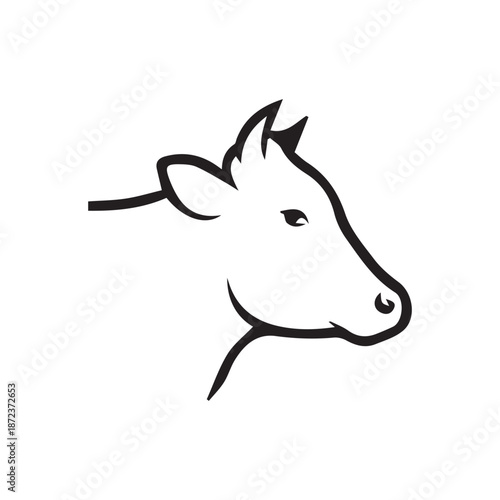 minimalist cow logo with white background