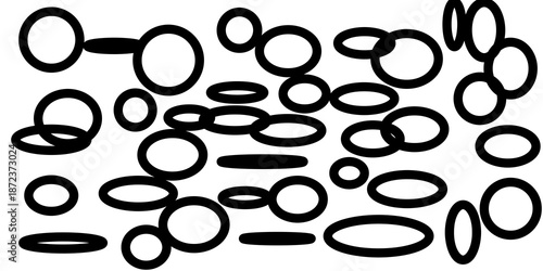 Hand-Drawn Oval Shapes Set – Abstract Sketchy Circles and Rings in Black Ink