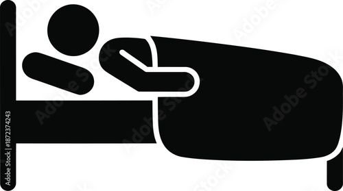 Silhouette of Patient Lying in Hospital Bed Medical Care Icon Vector